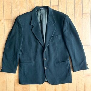 Marc Andrew Part Wool Cashmere Forest Green Gold Button Blazer Size Large